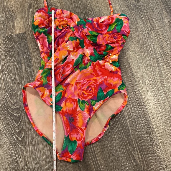 Vintage 90s one piece swimsuit floral bright tropical slimming Small - Picture 4 of 14